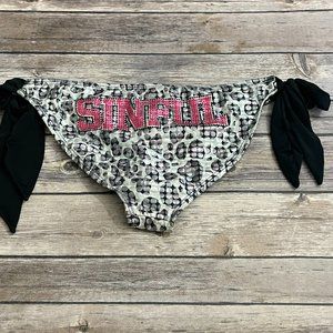Affliction Black and Gray Bikini Bottom